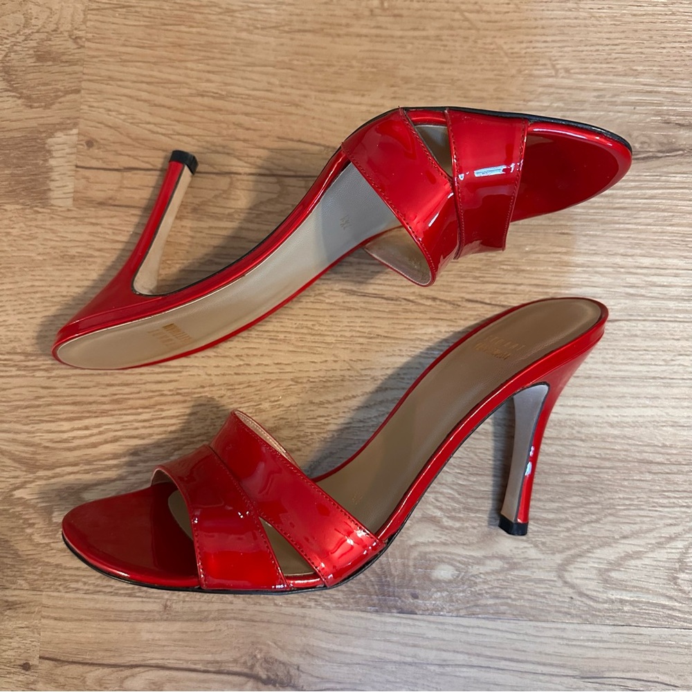 NWT Stuart Weitzman Red Patent Sandals Size 7.5